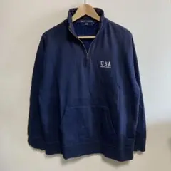 RALPH LAUREN ラルフローレン ハーフジップ　スウェット　古着　紺色