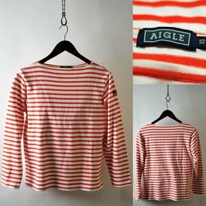 ★【国内正規品 日本製】 AIGLE エーグル コットン100％ ボーダー バスクシャツ サイズXS USED レディースサイズ