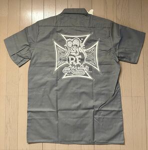 レア！2004 ラットフィンク アイアンクロスワークシャツ①ディッキーズエドロスムーンアイズRATFINK EDROTH MOONEYES Dickies