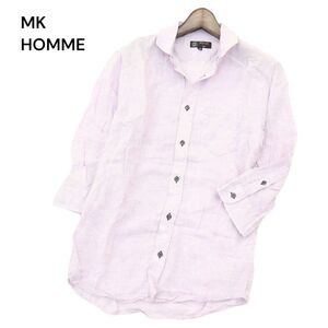 MK HOMME ミッシェルクラン オム 春夏 麻 リネン100％★ 7分袖 シャツ Sz.48　メンズ　A4T07381_6#A