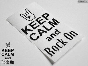 ★機材や楽器に貼れる★ 屋外対応ステッカー　KEEP CALM and Rock On（ブラック）定形郵便送料無料