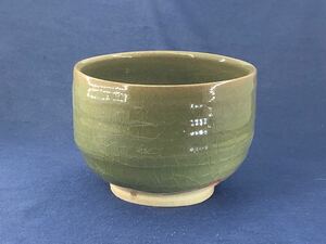 ◎唐津焼　緑青磁貫入唐津　抹茶碗　C-64