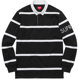 希少★新品本物【黒★Sサイズ】★Striped Rugby ストライプ ラグビー スリーブロゴ 正規店購入 シュプリーム 限定 入手困難 Supreme 16A/W