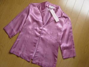 新品ミッシェルクラン38★ローズピンクサテン七分袖ジャケット