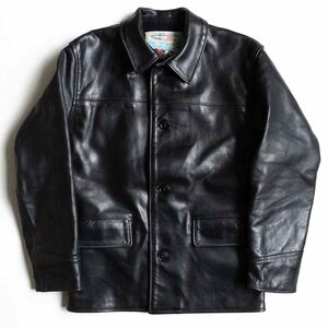 【美品/90s】AERO LEATHER【ホースハイド レザー カーコート】38 ブラック エアロレザー 2411248