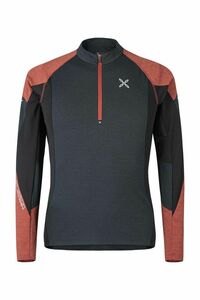 モンチュラ 高機能ロングジップシャツ トレイルラン チャコールグレー×タバコ XS 新品　MONTURA RUN ENERGY ZIP MAGLIA MMZR36X 9261