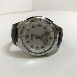 467　中古ジャンク品　CASIO　ウェーブセプター　腕時計　電波ソーラー　国内モデル　ホワイトフェイス　カシオ　