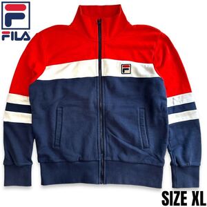 稀少■ FILA (フィラ) スクエア ロゴ ジップアップ スウェット ジャージ BJ BJORN BORG ビヨン ボルグ ジャケットトリコロール XL テニス