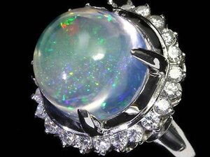 UR11532SS【1円～】新品【RK宝石】≪opal≫ 神秘の宝石!! 極上ウォーターオパール 大粒4.87ct!! 極上ダイヤモンド Pt900 高級リング ダイヤ