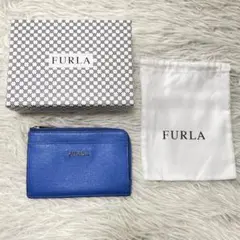 極美品 綺麗 FURLA フルラ フラグメントケース コインケース レザー 青