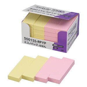 3M Post-it ポストイット エコノパック強粘着付箋 パステルカラー Y/P 3M-5001SS-RPYP /l