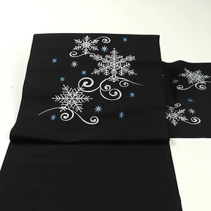 【和遊館】ONH2706　仕立付！西陣織刺繍入り九寸名古屋帯　クリスマス　雪の結晶