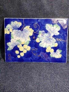 深川製磁　タイル絵　葡萄　18x12cm　