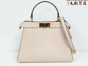 フェンディ FENDI ピーカブー アイシーユー ミディアム 8BN321 AF2J F1BA9 ベージュ カーフレザー 極上美品 2WAYバッグ バッグ