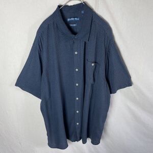 Batik Bay 半袖総柄シャツ　古着　XXLサイズ ネイビー　レーヨン