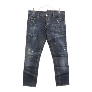 DSQUARED2 ディースクエアード 15AW CLEMENT JEAN ペイント加工 ボタンフライ コットン デニムパンツ インディゴ S71LB0005