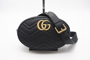 ☆安心の３大保証☆ ABランク ≪GUCCI グッチ/ボディバッグ≫ 476434 GGマーモント キルティング ベルトバッグ ブラック 黒 美品 送料無料