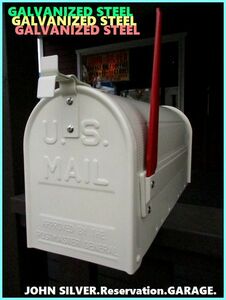 【メールボックス】us/mailbox/ポール付/セット/スチール/アメリカ/ナイズ/アイボリー