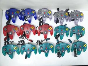 12■/Zこ7898　Nintendo64 ニンテンドウ64 コントローラー クリアブルー、レッド、パープル 15個セット 動作未確認 ジャンク 保証無