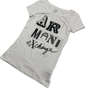 A/X ☆ ARMANI EXCHANGE ロゴ プリント 半袖 Tシャツ ホワイト レディース M 春夏 大人カジュアル 人気 アルマーニ エクスチェンジ■FF157