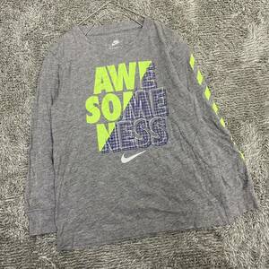 NIKE ナイキ 長袖Tシャツ 長袖カットソー ロンT サイズL グレー 灰色 キッズ 子供服 トップス 最落なし （S17）