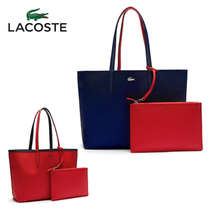 LACOSTE ラコステ ポーチ付き リバーシブル トートバッグ NF2142 ANNA レッド ネイビー 通勤 通学 カバン 鞄 軽量 B4 A4 ワニ ワンポイント