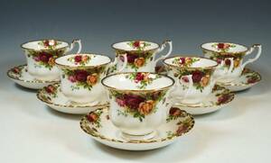 ☆壱☆美品 ロイヤルアルバート ROYAL ALBERT オールド カントリーローズ 珈琲カップ ６客set☆