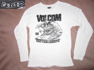 超レア！ VOLCOM DIRTY DONNY RED TIDE CREEPS SURF ボルコム サーフ デカロゴ ロンT 白 S サーフィン サーファー 長袖Tシャツ