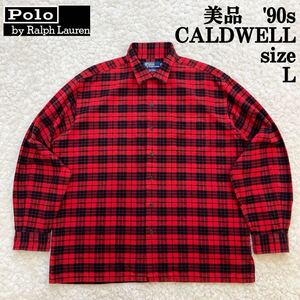 美品 90s CALDWELL 開襟オープンカラーシャツ L オンブレ POLO Ralph Lauren ポロラルフローレン コールドウェル 9293 sportsman RRL