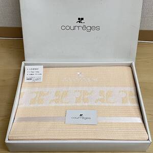 courreges クレージュ　ひざ掛け 70×100㎝　オレンジ系　綿95％　アクリル5％　no.168