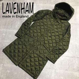 LAVENHAM キルティング ロングコート オリーブ 38 カーキ