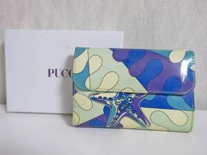 エミリオプッチ EMILIO PUCCI 2つ折り 財布 レザー ブルー系 北2908