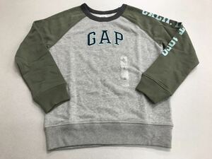 ■GAPブランド■新品■GAPロゴ■150■ロゴ・トレーナー■カーキXグレー■ギャップ■12.2-1.1.1