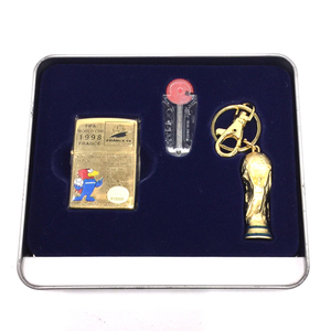 ジッポー フランス 98年 FIFAワールドカップ オイルライター / チャーム セット 付属品あり 未使用品 ZIPPO QR104-110