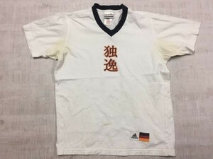 アディダス adidas 2002 FIFA サッカーワールドカップ 日本 韓国 Vネック トリムリンガー半袖Tシャツ カットソー メンズ M 白