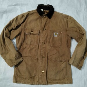 Carhartt カーハート チョアコート chore coat ブラウン　ダック　カバーオール　ジャケット 70s アメリカ製　38 プリントタグ　ビンテージ