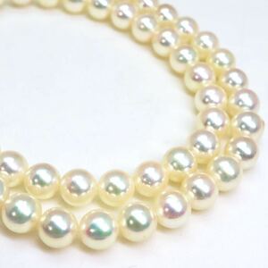 美品!!テリ抜群!!マキ厚!!＊アコヤ本真珠ネックレス＊j 29.8g 43.0cm 6.5~7.0mm あこや パール pearl necklace jewelry silver EF0/EF