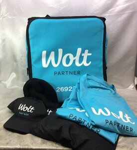 WOLT ウォルト デリバリーセット バッグ キャップ Tシャツ×2 雨用パンツ ニット帽 まとめ売り Tシャツサイズ：XL