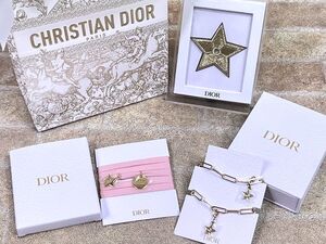 未使用品! Christian Dior/ディオール スター チャームストラップ/ピンバッジ/ブレスレット ノベルティ 3点セット 【2007y2】