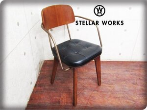 ■新品/未使用品/STELLAR WORKS/高級/FLYMEe/Utility Arm Chair V/ウォールナット/スチール/本革/Neri＆Hu/アームチェア/178,200円/ft8400k