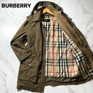 美品!!希少XL◎バーバリーロンドン メガチェック BURBERRY LONDON ダウンジャケット ライナー ノバチェック ミリタリー フード アウター