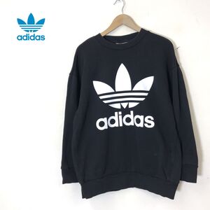 1K2879-N◆美品◆ adidas アディダス TREF OVER CREW スウェットシャツ トレーナー オーバーサイズ ロゴ◆sizeS 大きめ コットン ブラック