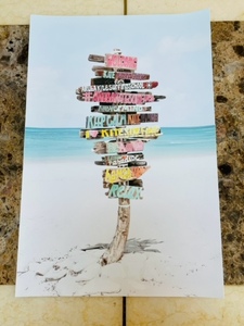 【P5】砂浜・海岸・ウエルカムボード・ハワイ　海・布ポスター・人気・ボード・壁掛け・装飾