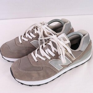 574 ニューバランス 27.5cm/new balance グレー 灰色 白 中古 古着 スニーカー レディース yy8922