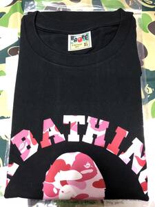 A BATHING APE COLLEGE TEE PINK BLACK XL Tシャツ