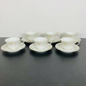 Noritake ノリタケ Ivory China アイボリーチャイナ カップ＆ソーサー 6客 セット 昭和レトロ ビンテージ 花柄 金彩