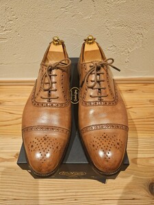 クロケット & ジョーンズ BARRINGTON2 7D TAN ANTIQUE CARF 6052 カーフセミブローグ CROCKETT & JONES ブラウン Brown