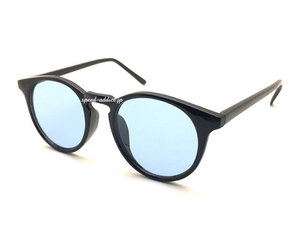 FLAT LENS BOSTON SUNGLASS BLACK × LIGHT BLUE/フラットレンズボストンサングラスカラーレンズボスリントン男女兼用uvカットクラシック