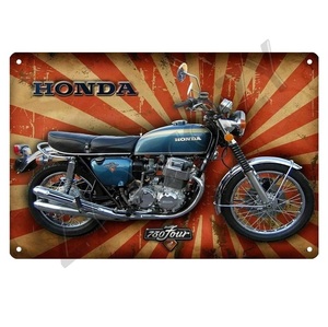 【新品】ホンダCB750フォア　HONDA CB750Four ブリキプレート 看板 ヴィンテージ加工【貴重】