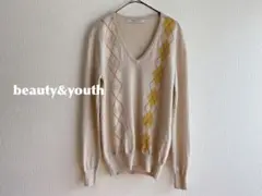 beauty&youth Vネックウールニット アーガイル　m82